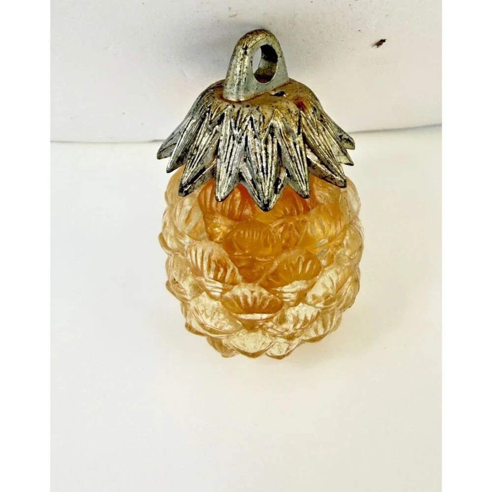 Vintage Pine Cone Hanging Fragrance Holder Refillable Metal Cap 1960s Ornament